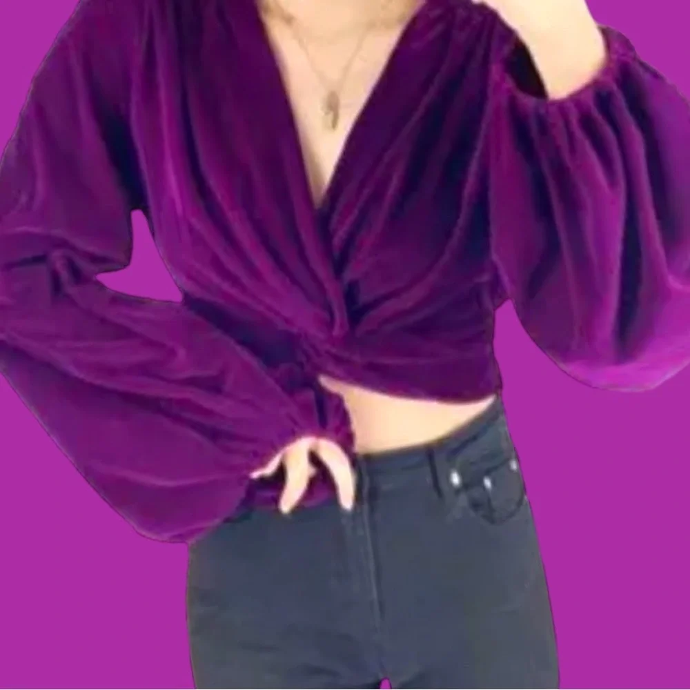 Zara Purple Velvet Blouse - Picture 3 of 8